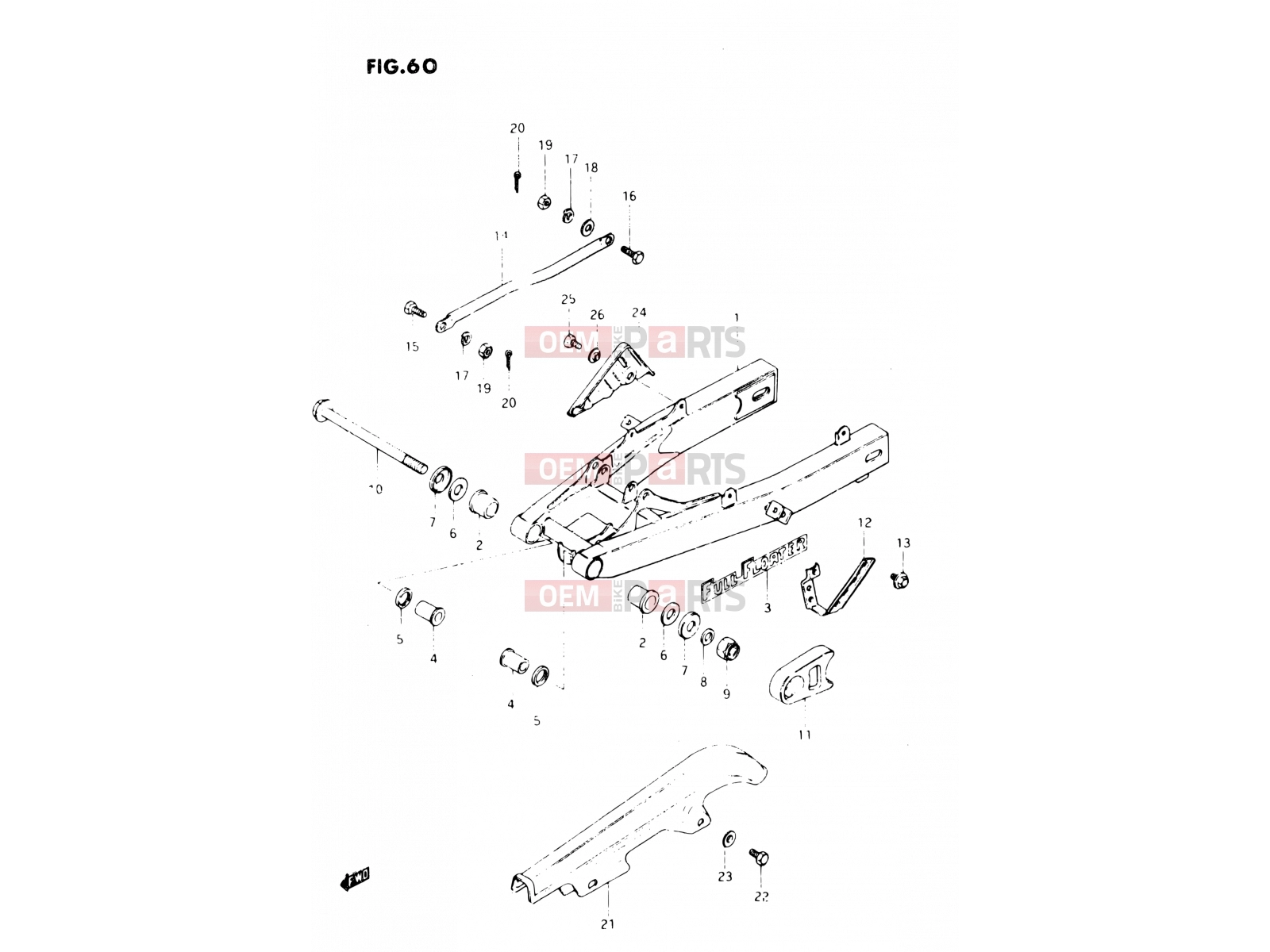 SUZUKI DR250S Z (1982) 60 - REAR SWINGING ARM (E02, E04, E06, E18, E21, E22, E25, E39)