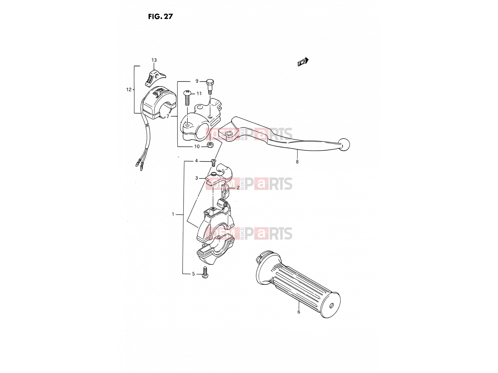 SUZUKI DS80 H (1987) (E24) 27 - RIGHT HANDLE SWITCH