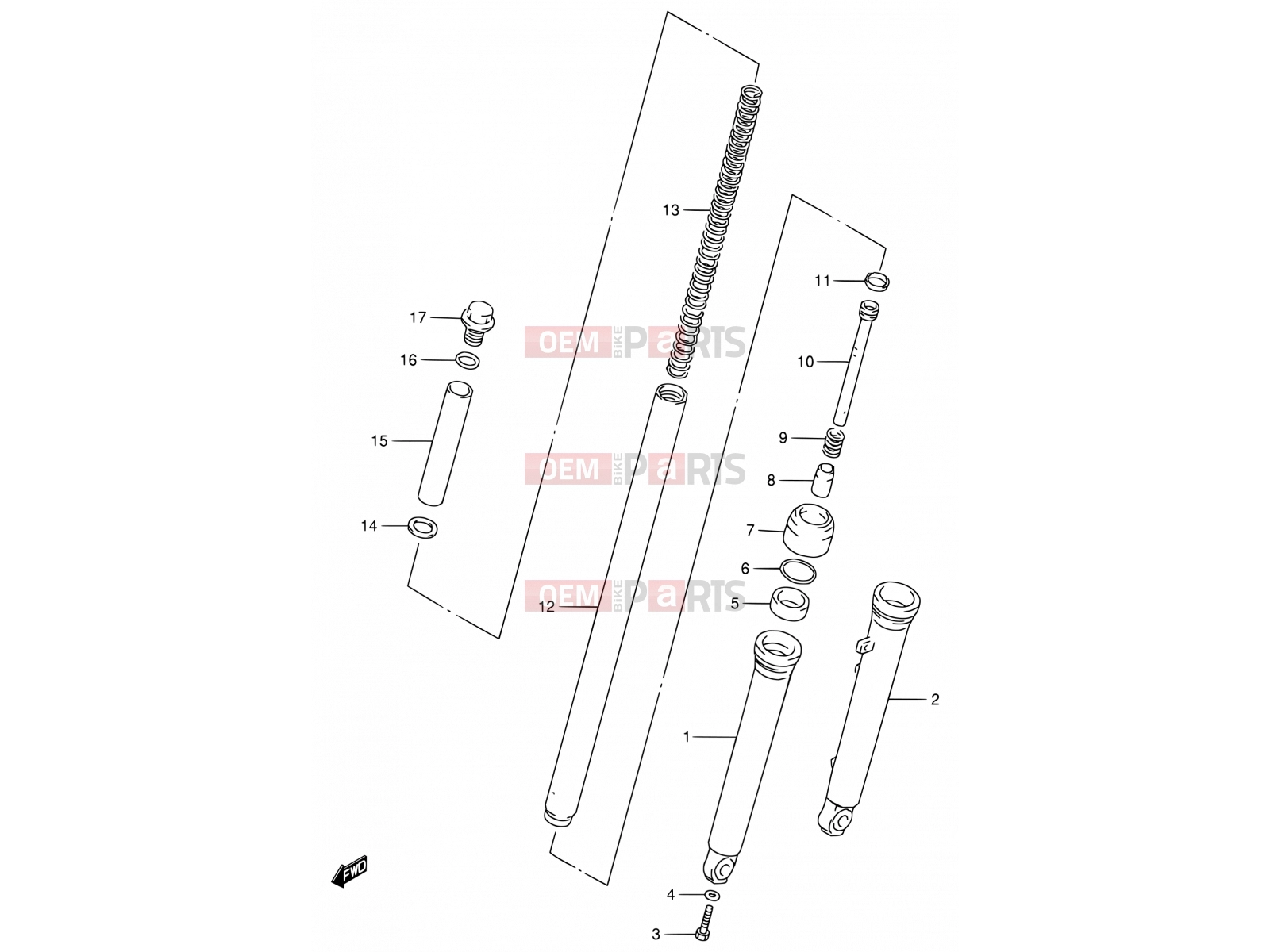28 - FRONT DAMPER - Suzuki DS80 Y (2000) (E03,E28,E33)