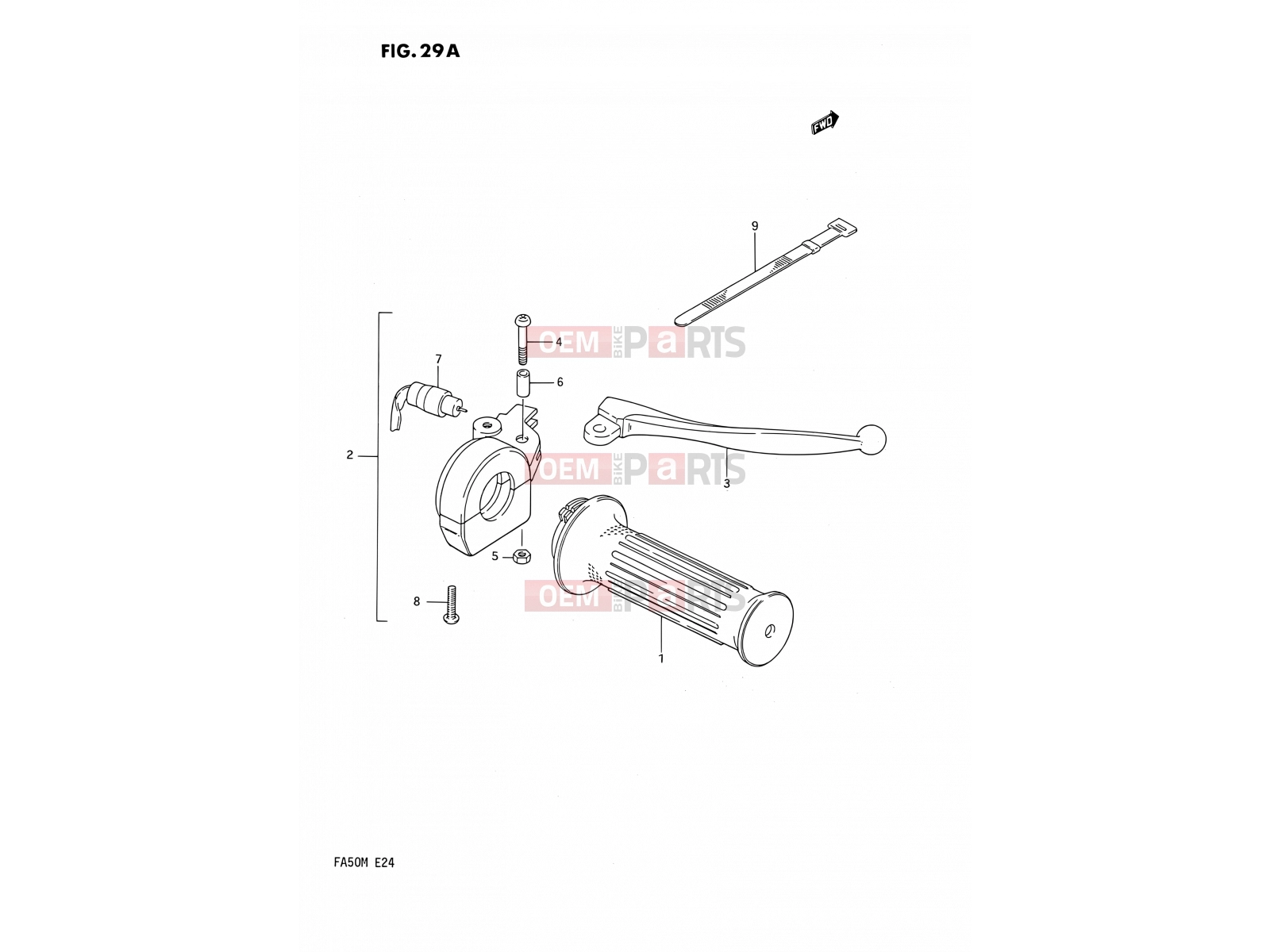 SUZUKI FA50 L (1990) 29A - RIGHT HANDLE SWITCH (E21)