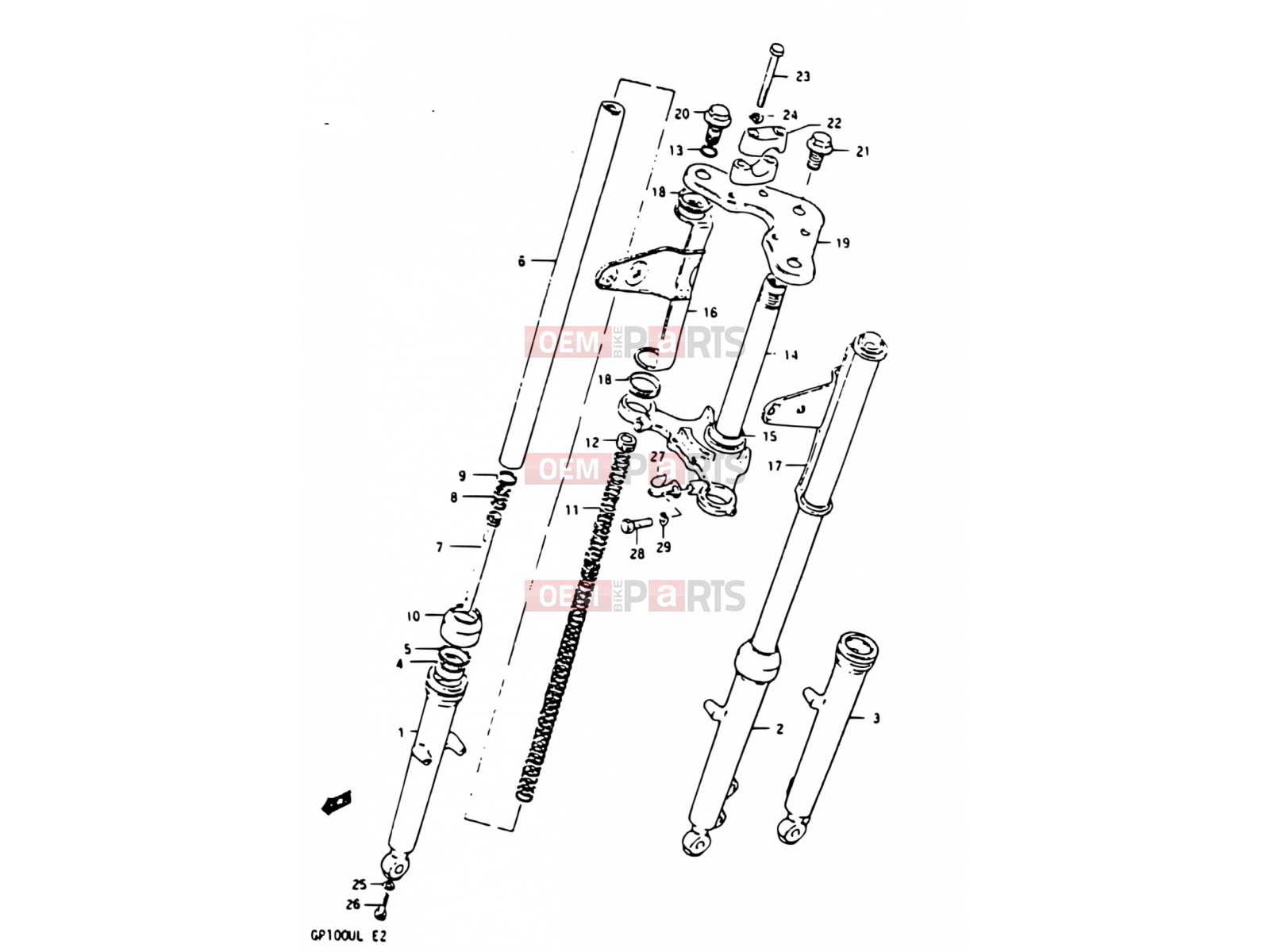 SUZUKI GP100 / GP100E D (1983) 45 - FRONT FORK