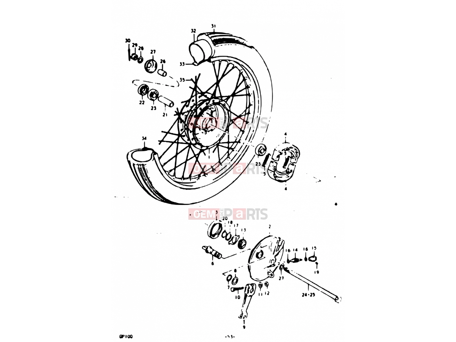 SUZUKI GP100U C (1978) 53 - FRONT WHEEL (E02, E06, E24)