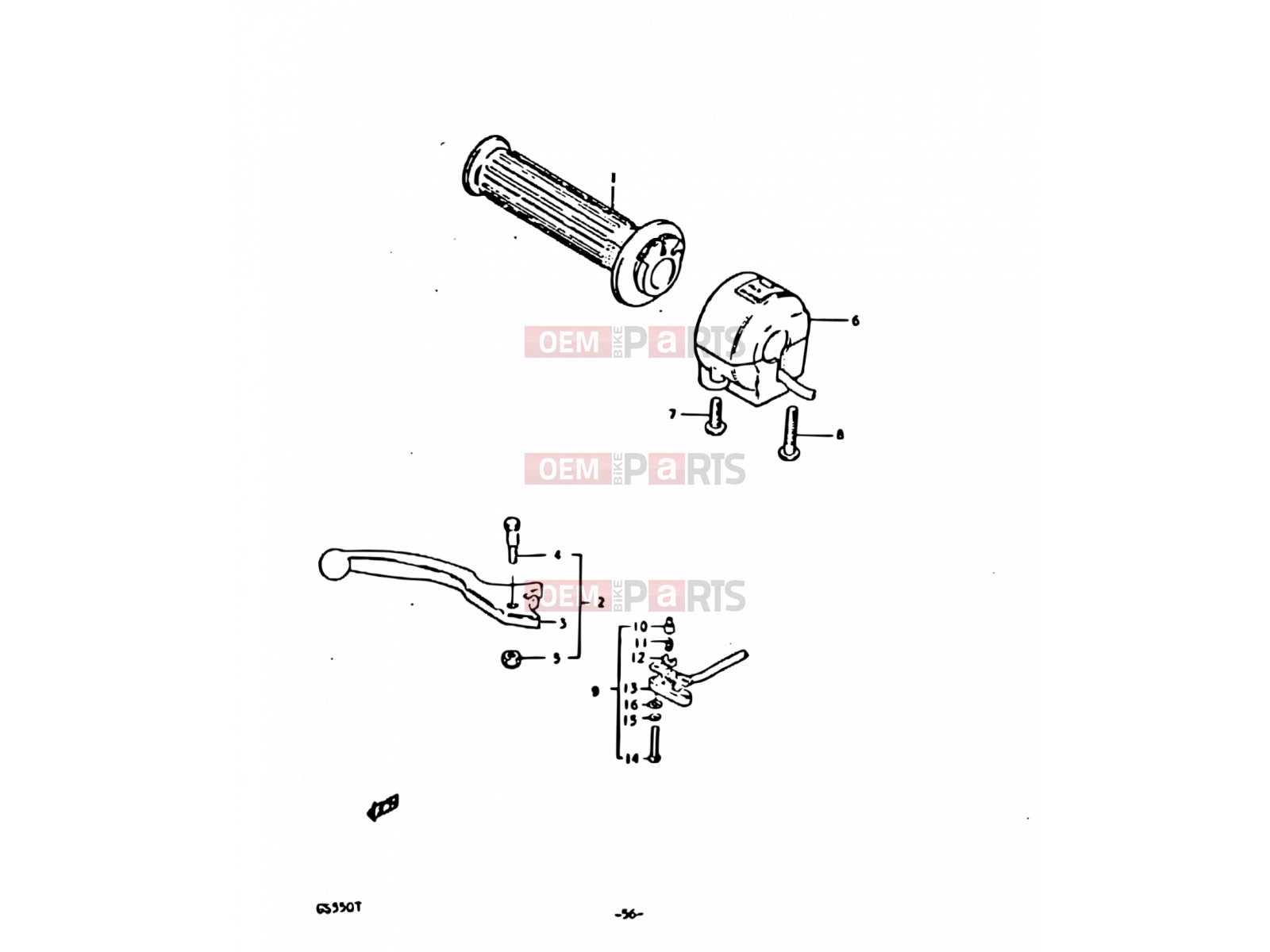 SUZUKI GS550D T (1996) 56 - RIGHT HANDLE SWITCH (E04, E15, E18, E22, E25, E26, E34)