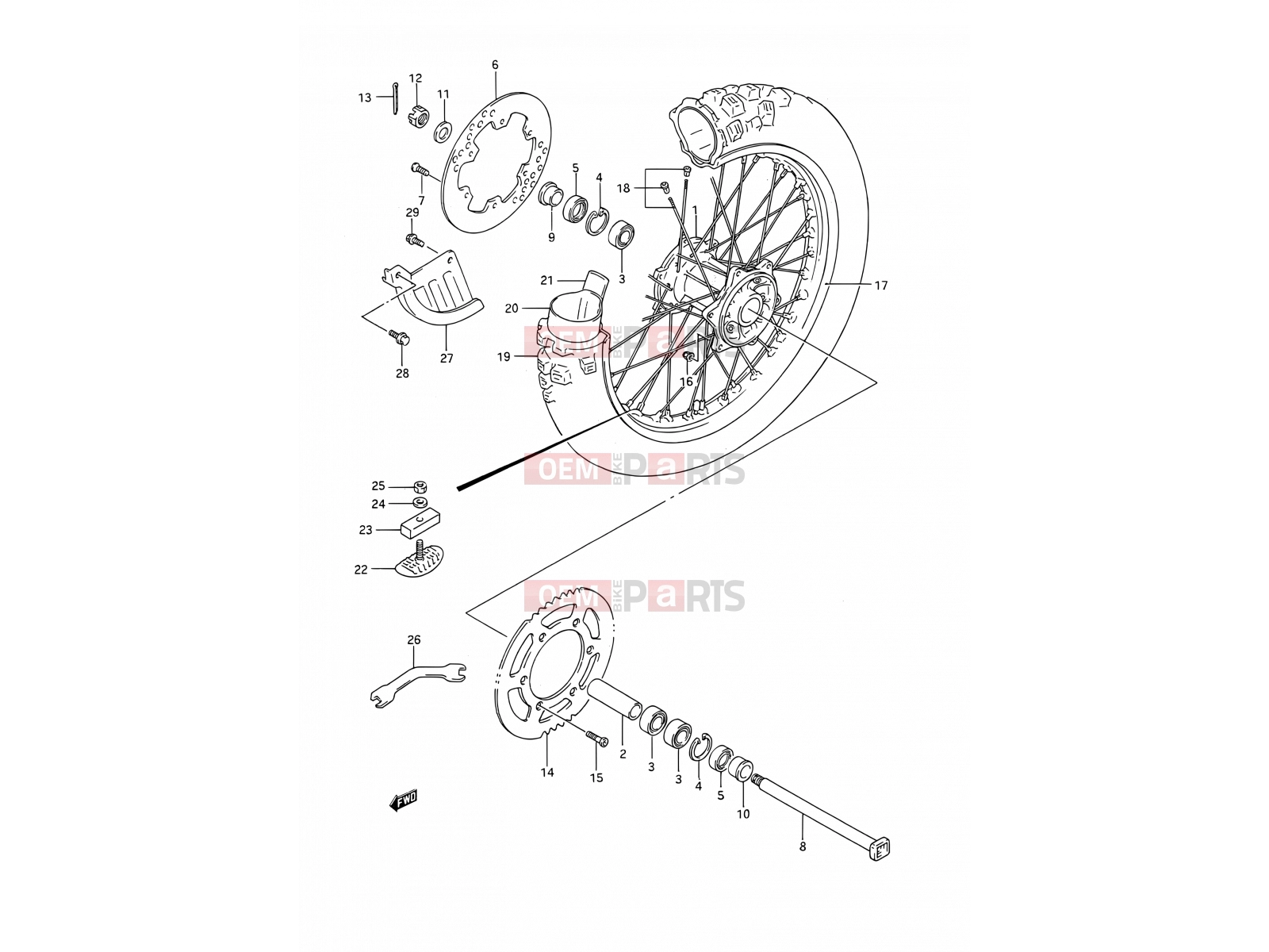 SUZUKI RM250 M (1991) (E03,E28,E33) 35B - REAR WHEEL (MODEL N)