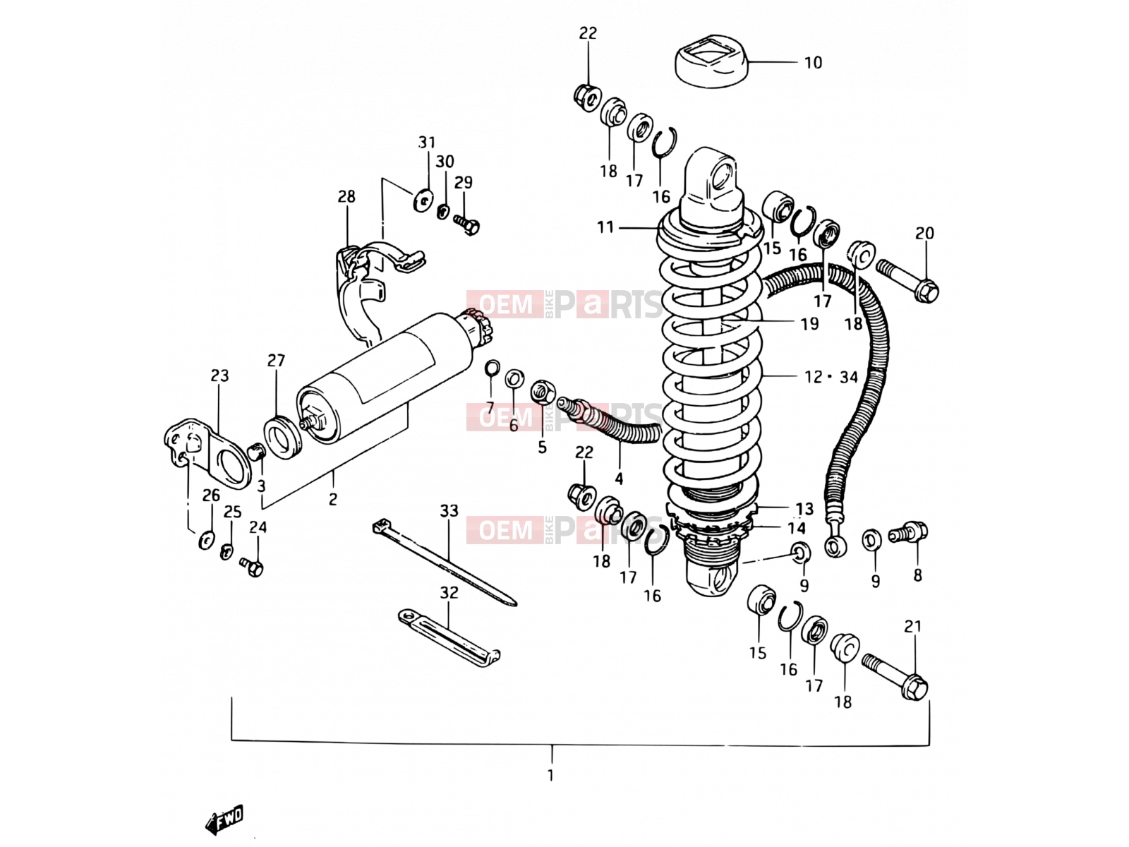 SUZUKI RM500 E (1984) 36 - SHOCK ABSORBER (MODEL E)