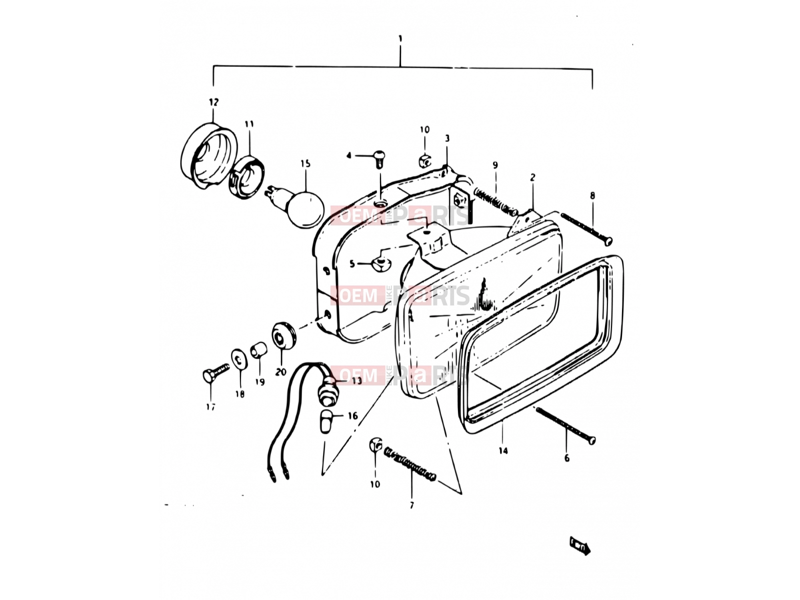 SUZUKI TS125X / TS125XU E (1984) 22 - HEADLAMP (E02, E04, E15, E17, E18, E21, E22)