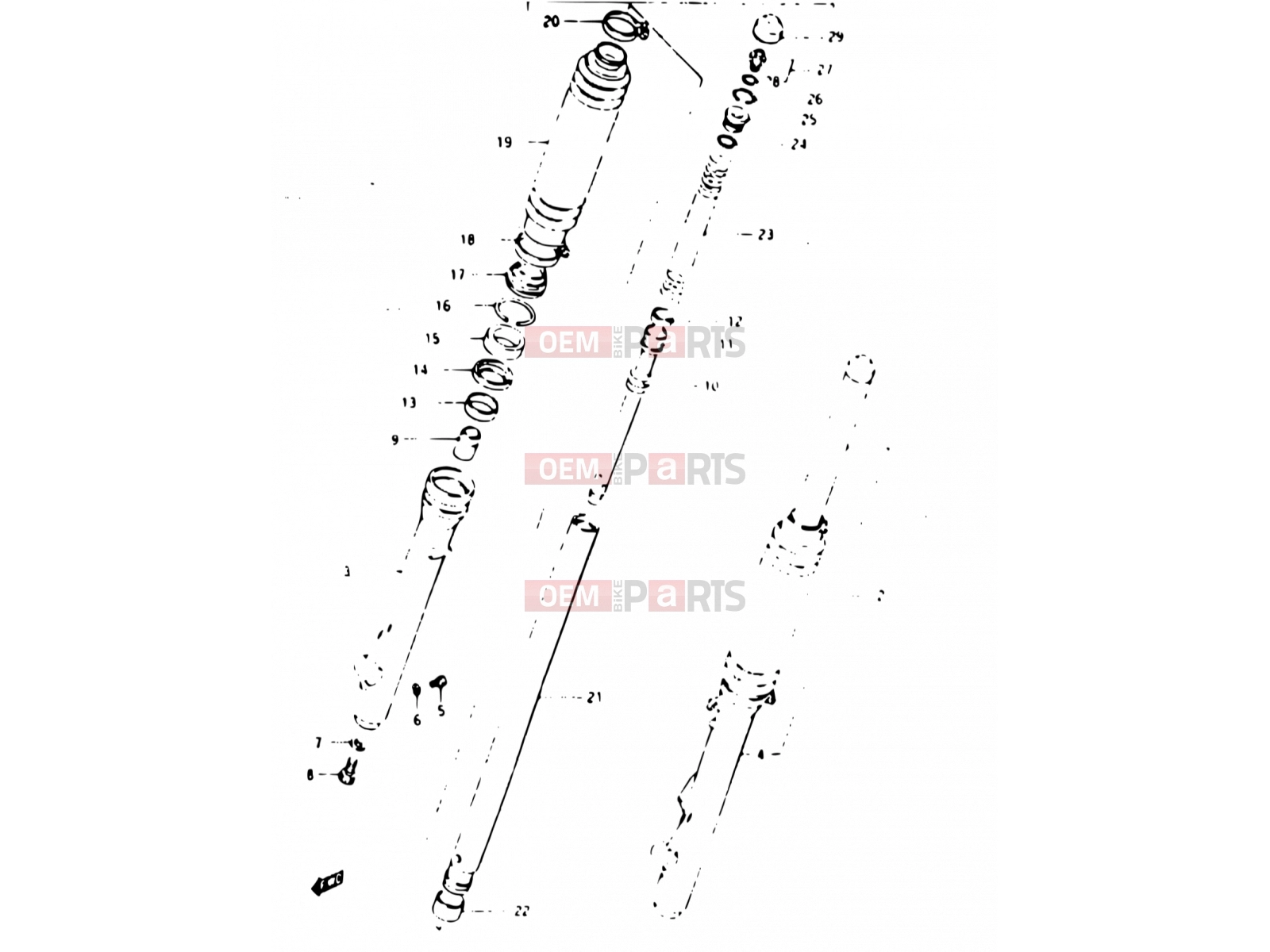 SUZUKI TS125X / TS125XU E (1984) 36 - FRONT FORK (MODEL E)