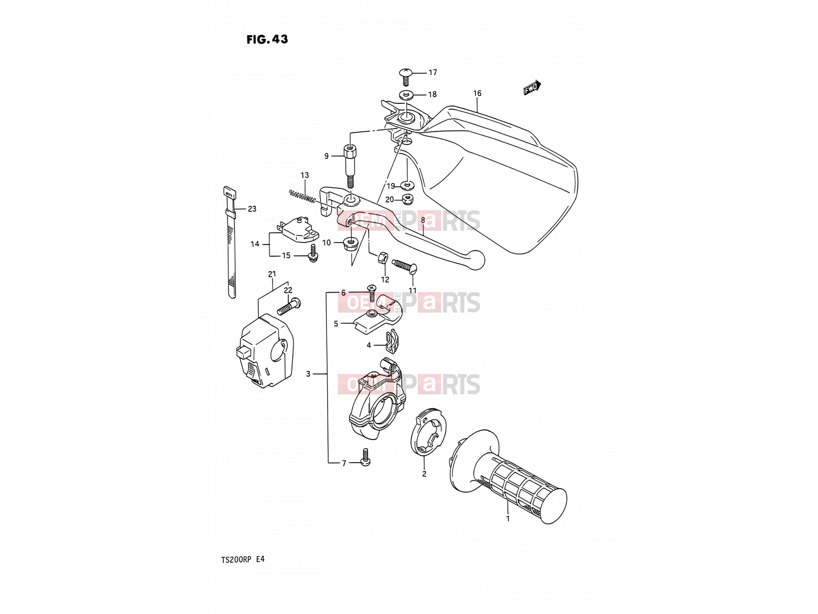 SUZUKI TS200R P (1993) (E04,E24) 43 - RIGHT HANDLE SWITCH