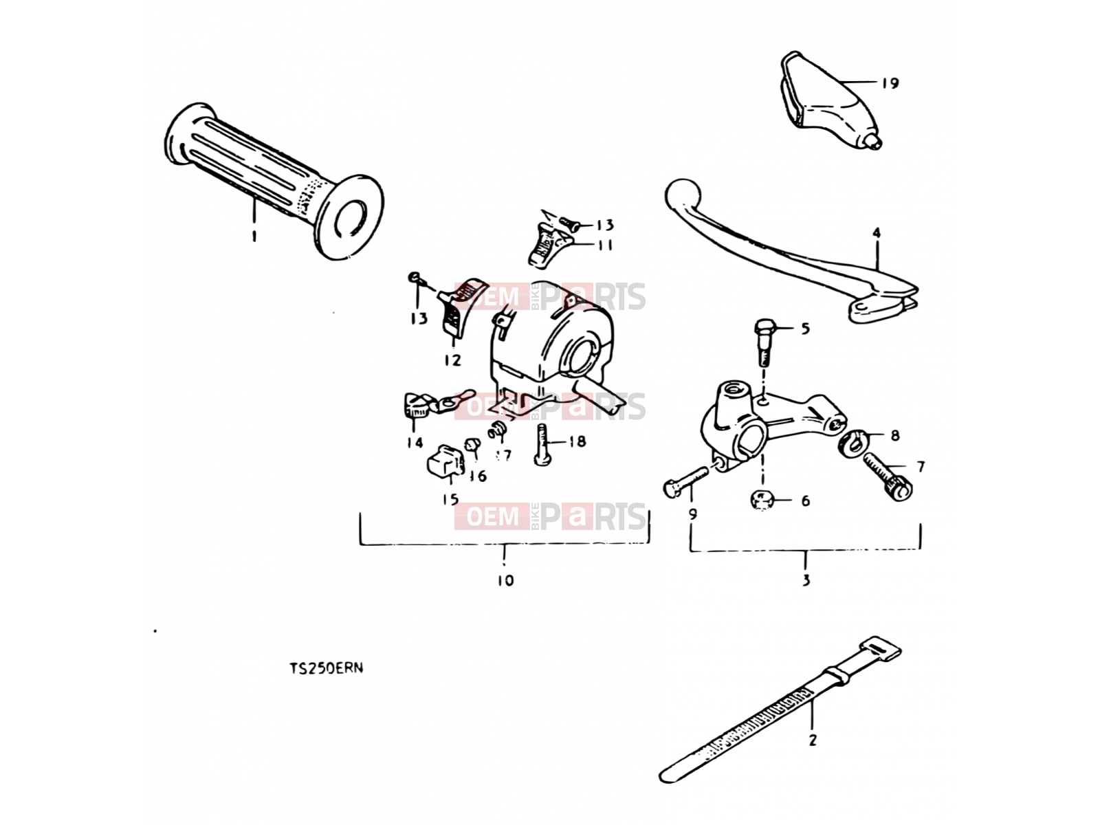 55 - LEFT HANDLE SWITCH (E22) - Suzuki TS250ER N (1992)