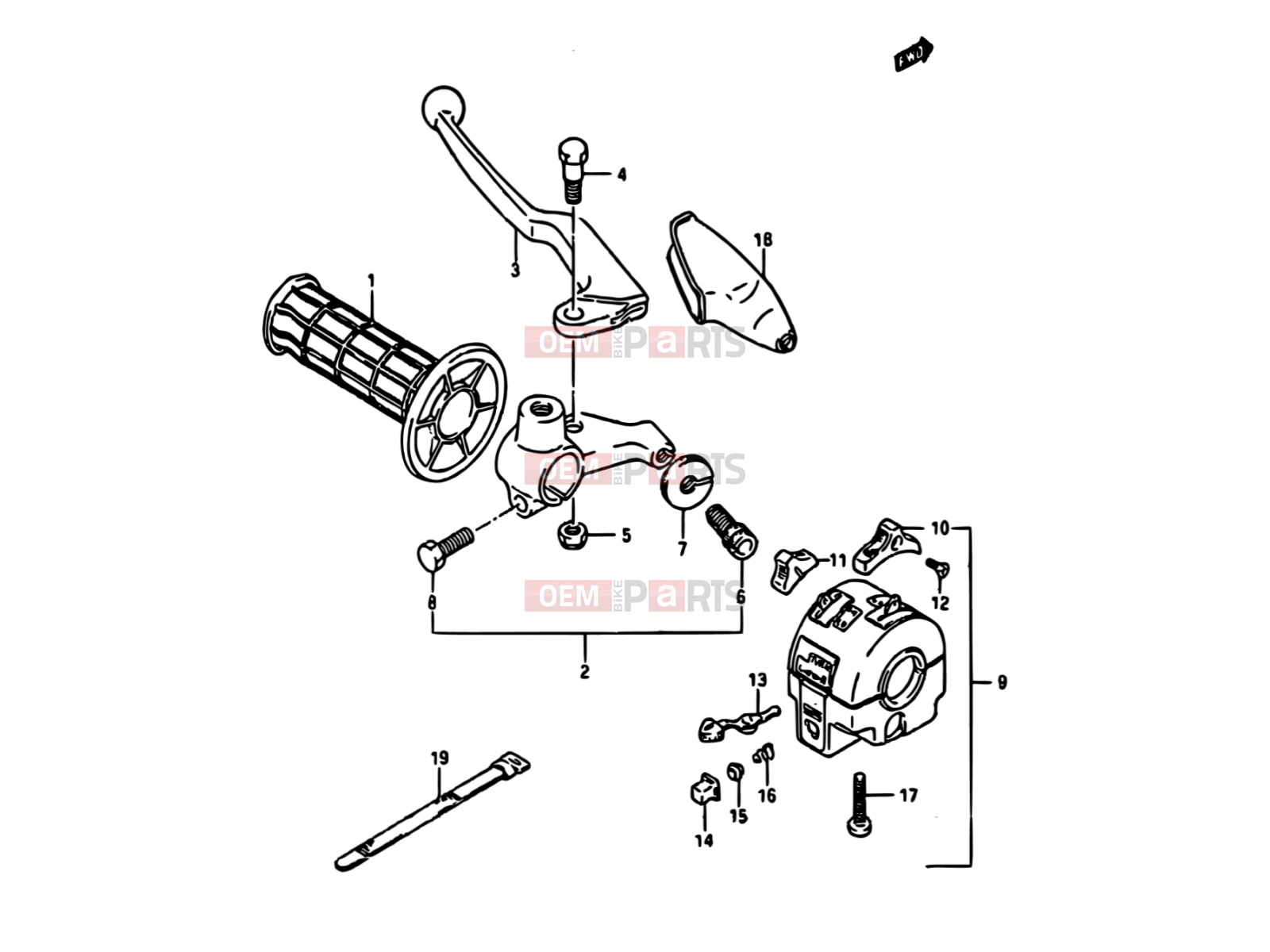 53 - LEFT HANDLE SWITCH (MODEL H/J/K E15,E16,E17,E22,MODEL K E02) - Suzuki TS250X E (1984)