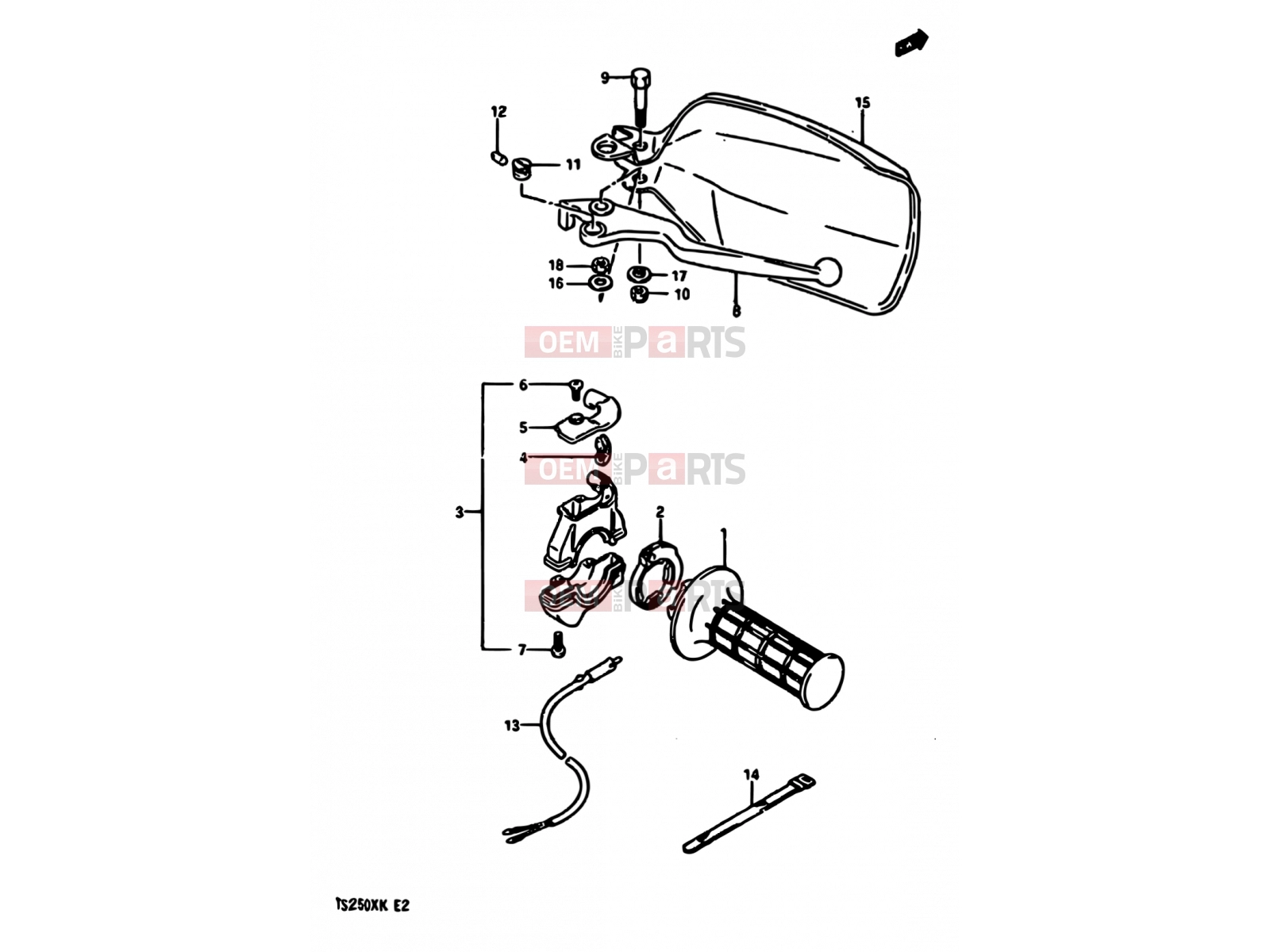 SUZUKI TS250X G (1986) 48 - RIGHT HANDLE SWITCH (MODEL G E01,E02,E04,E21,E24)