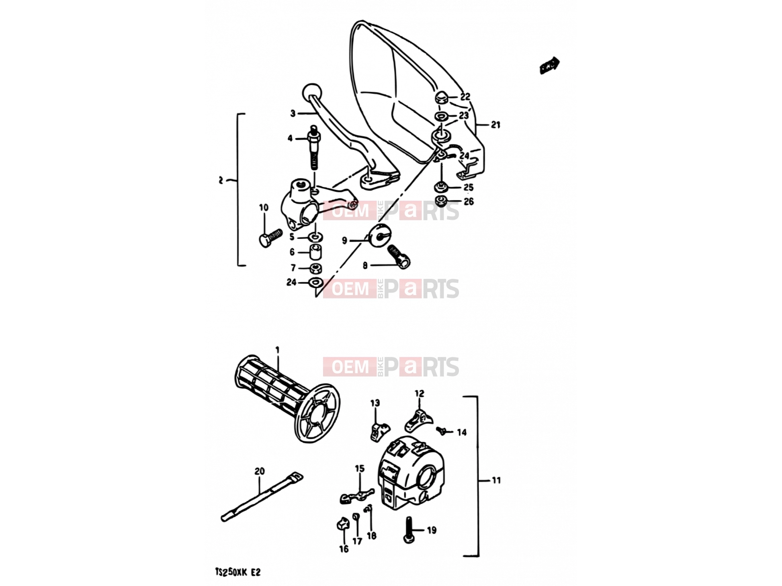 SUZUKI TS250X H (1987) 53A - LEFT HANDLE SWITCH (MODEL K E21,E24)