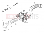 Carburettor, assembly - Union pipe - Piaggio Fly 100 2007
