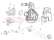 Carburettor, assembly - Union pipe - Piaggio Fly 50 2T 2011