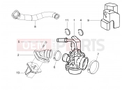 Carburettor, assembly - Union pipe - Piaggio Typhoon 50 2T Serie Speciale 2008