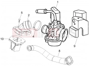 Carburettor, assembly - Union pipe - Derbi Sonar 50 2T 2009